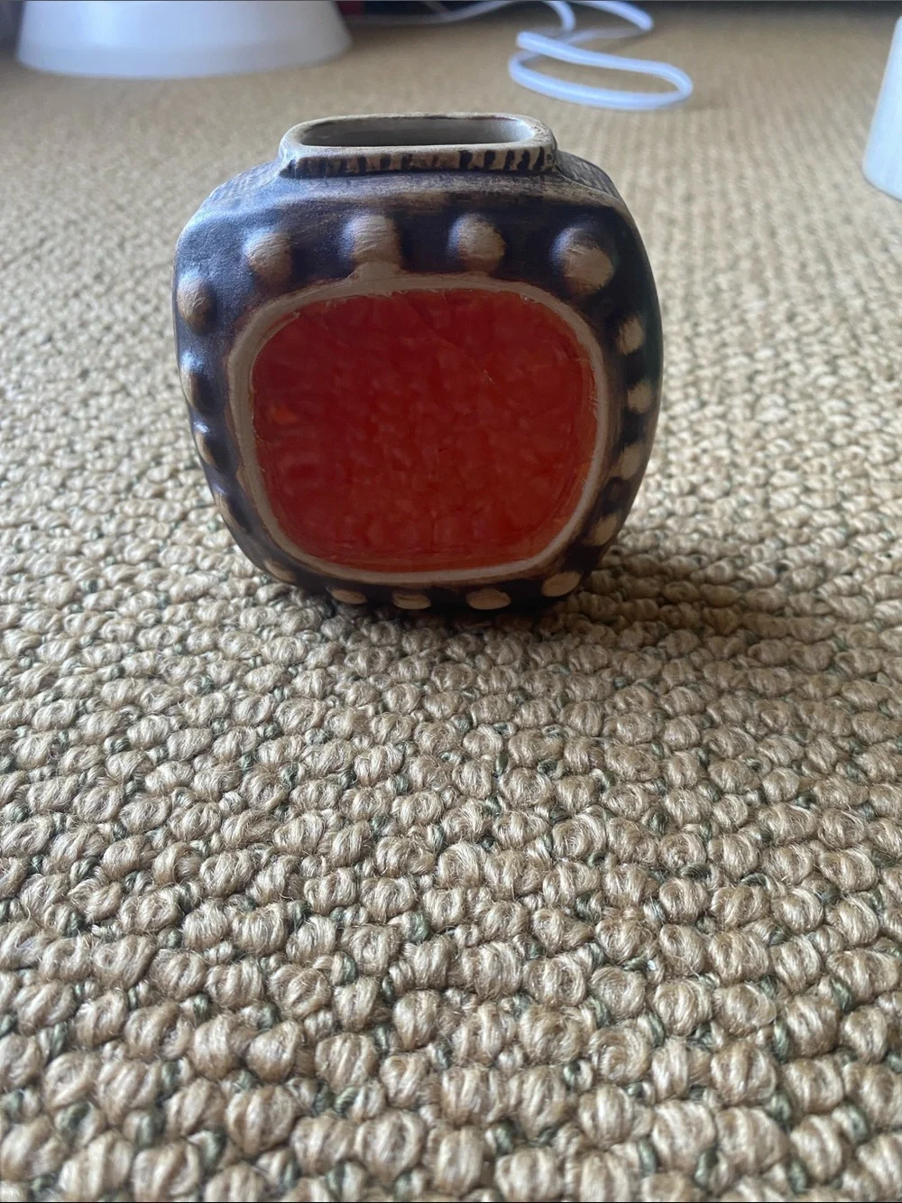 Jonathan Adler Orange & Brown Retro Ceramic Vase